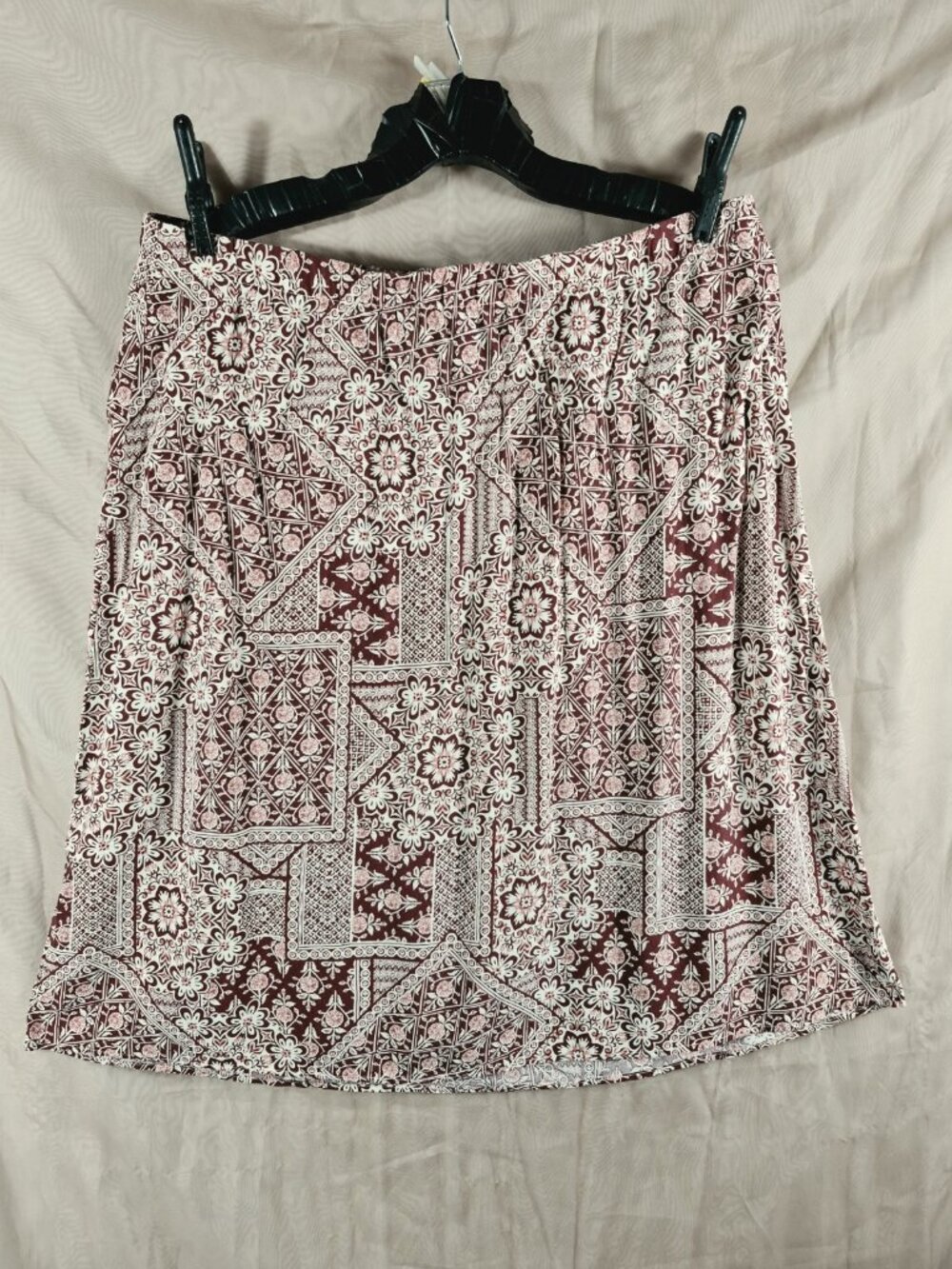 CRISTOPHER & BANKS women's red & white Floral boho elastic waist Skirt size XL